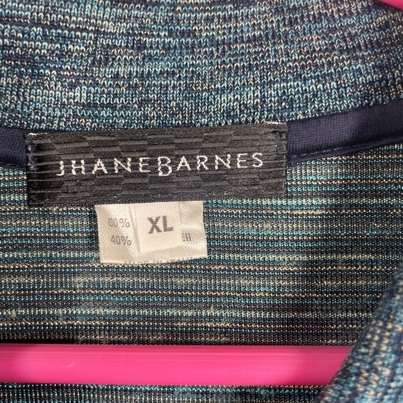 Jhane Barnes Mens Polo Shirt Green Short Sleeve 1/4 Zip Knit Colorful Size XL - Picture 3 of 6